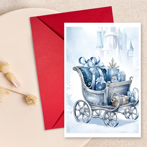 Tarjetas de Felicitación de Navidad en Acuarela Sobres Rojos Muñeco de Nieve Reno Cascanueces Tarjetas de Invitación