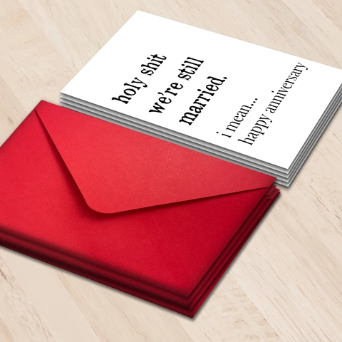 Humorous Wedding Anniversary Greeting Card With Red Envelope Funny Anniversary Card For Husband Wife Minimalist Gift Card