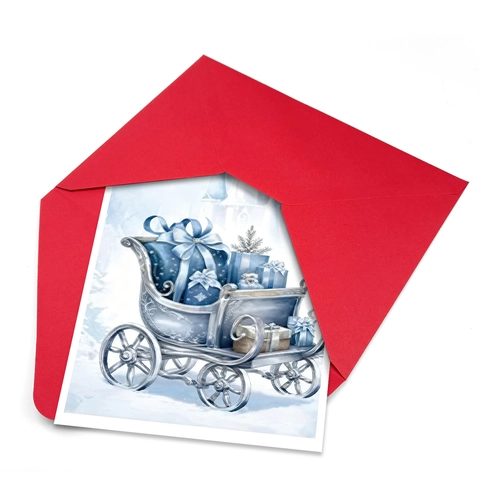 Tarjetas de Felicitación de Navidad en Acuarela Sobres Rojos Muñeco de Nieve Reno Cascanueces Tarjetas de Invitación