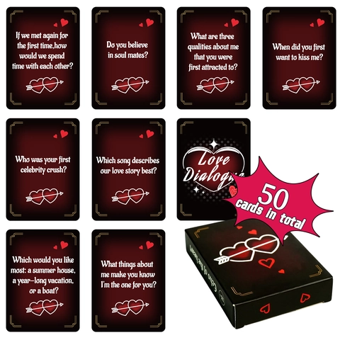 Love Dialogue Romantic Heart Pattern Interactive Conversation Game Cards For Couples Adult Romantic Gift Relationship Cards