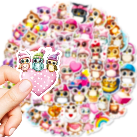 Cute Cartoon Owl Little Monster Graffiti Stickers Waterproof PVC Decorative Decals For DIY Scrapbooking Laptop Phone Journal Decoration Kids Gift
