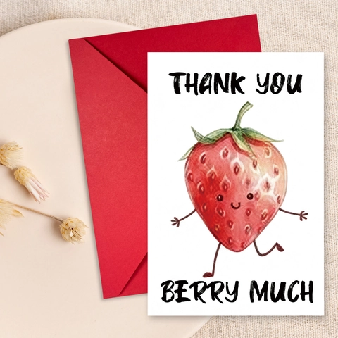 Creative Fruit Cartoon Thank You Greeting Card Red Envelope Strawberry Pineapple Watermelon Design Message Card Gift