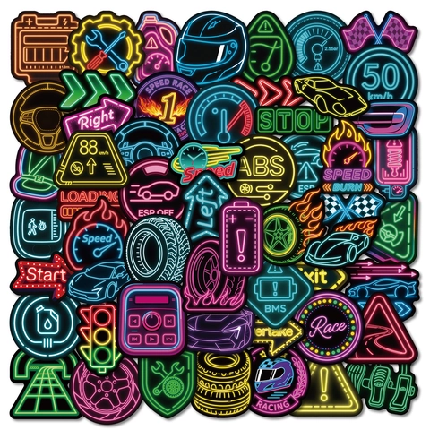 Neon Race Graffiti Stickers Waterdicht PVC Vinyl Decals Voor Laptop Bagage Waterfles Skateboard Coole Auto Elementen Decoratie