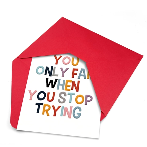 Carte de Voeux Inspirante et Enveloppe Rouge Carte de Citation Typographique Colorée pour Amis Collègues Encouragement