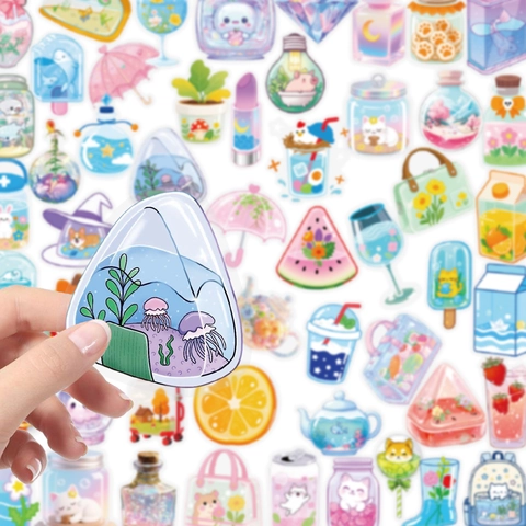 Kawaii Cartoon PET Transparent Stickers Japanese Fresh Waterproof Decorative Decals For Scrapbooking Notebook DIY Journaling
