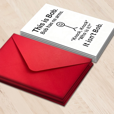 Funny Bob Stickman Greeting Card With Red Envelope Humorous Minimalism Illustration Paper Birthday Gift Blessing Card