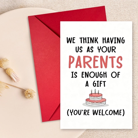 Humorous Birthday Greeting Card With Envelope Funny Parents Gift To Daughter Son Paper Card With Birthday Cake Illustration