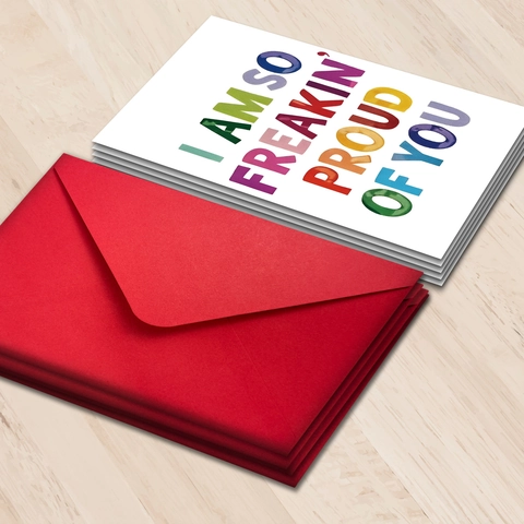 Encouragement Greeting Card With Red Envelope Colorful Lettering I Am So Freakin Proud Of You Paper Card Gift For Students