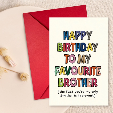 Creative Happy Birthday Greeting Card With Red Envelope Humorous Typography Foldable Card For Brother Friends Birthday Gift