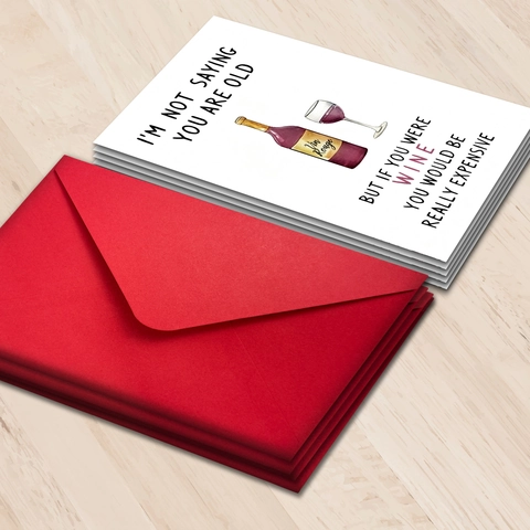 Humorous Birthday Greeting Card And Envelope Wine Whiskey Illustration For Men Women Celebration Invitation Card Gift Stationery