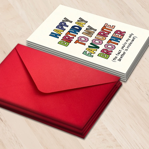 Creative Happy Birthday Greeting Card With Red Envelope Humorous Typography Foldable Card For Brother Friends Birthday Gift