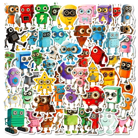 Impermeabile Cartone Animato Robot Adesivi Retro Steampunk Vinile Decalcomanie Per Laptop Valigia Scrapbooking Cancelleria Fai Da Te Decorazione