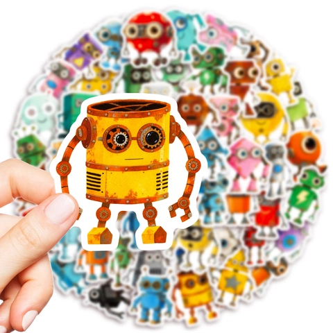 Impermeabile Cartone Animato Robot Adesivi Retro Steampunk Vinile Decalcomanie Per Laptop Valigia Scrapbooking Cancelleria Fai Da Te Decorazione