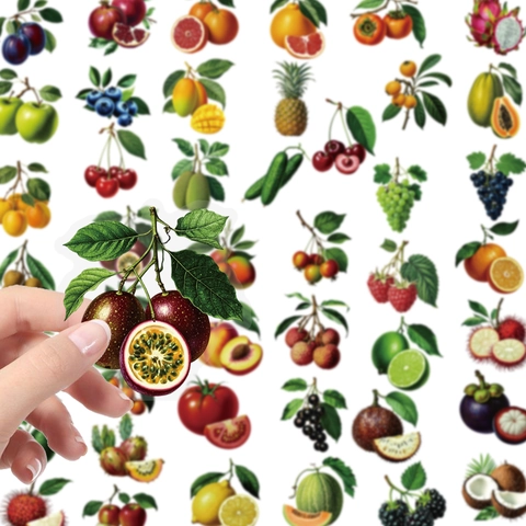 Realistic Fruit PET Stickers Transparent Waterproof Decorative Decals For Scrapbooking Journaling DIY Arts Crafts Decoration