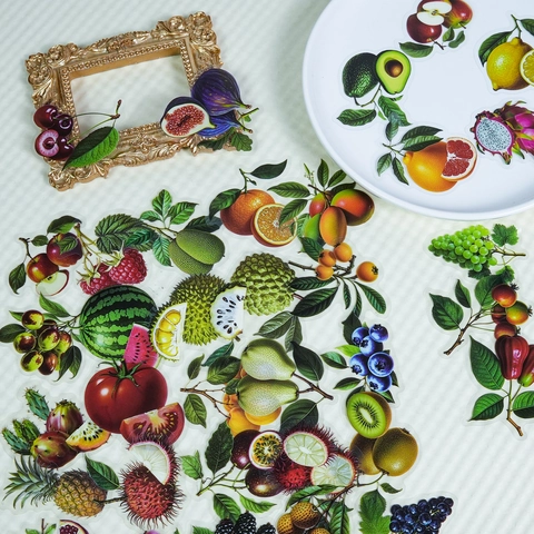 Realistic Fruit PET Stickers Transparent Waterproof Decorative Decals For Scrapbooking Journaling DIY Arts Crafts Decoration