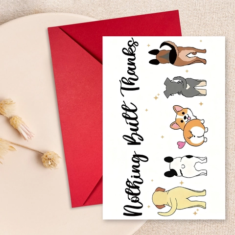 Divertenti Biglietti di Ringraziamento a Forma di Sedere di Cane e Gatto Con Busta Rossa Illustrazione Creativa Biglietto d'Auguri Pieghevole
