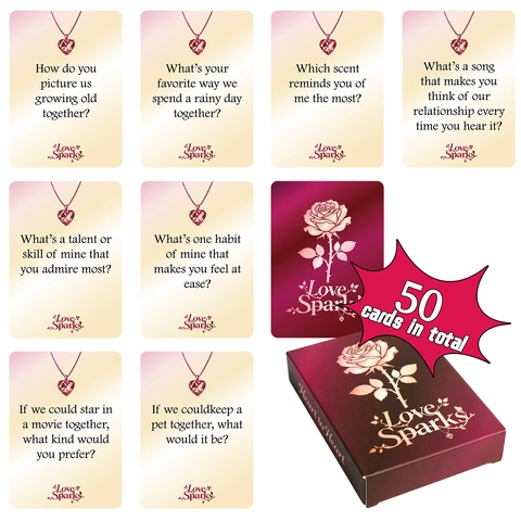 Juego de Conversación para Parejas Love Sparks Heart To Heart Tarjetas de Preguntas de Interacción Romántica Regalo de Citas