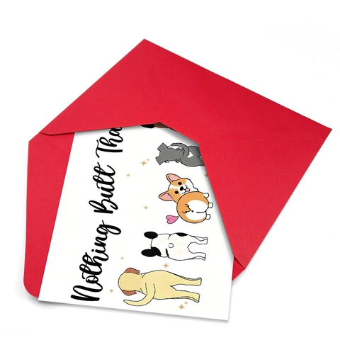 Divertenti Biglietti di Ringraziamento a Forma di Sedere di Cane e Gatto Con Busta Rossa Illustrazione Creativa Biglietto d'Auguri Pieghevole