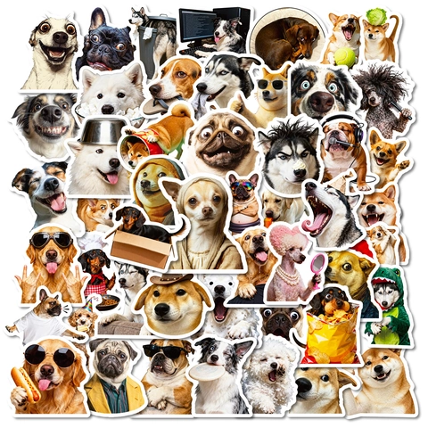 Grappige Hond Meme Stickers Set Waterdicht PVC Dier Graffiti Decals Voor Laptop Waterfles Bagage DIY Decoratieve Stickers
