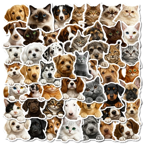 Realistic Cat And Dog Peek-a-boo Graffiti Stickers Waterproof PVC Decals For Laptop Suitcase Phone Case Scrapbooking Decoration