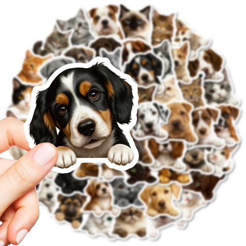 Realistic Cat And Dog Peek-a-boo Graffiti Stickers Waterproof PVC Decals For Laptop Suitcase Phone Case Scrapbooking Decoration