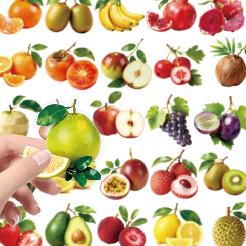 Adesivi Decorativi Frutta Realistica Decalcomanie in PET Trasparenti per Scrapbooking Fai-da-Te Journaling Disegni di Frutta