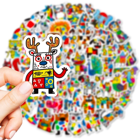 Adesivi Impermeabili Colorati Astratti di Animali Graffiti Cartoon per Laptop Telefono Borraccia Bagagli Decalcomanie Decorative DIY