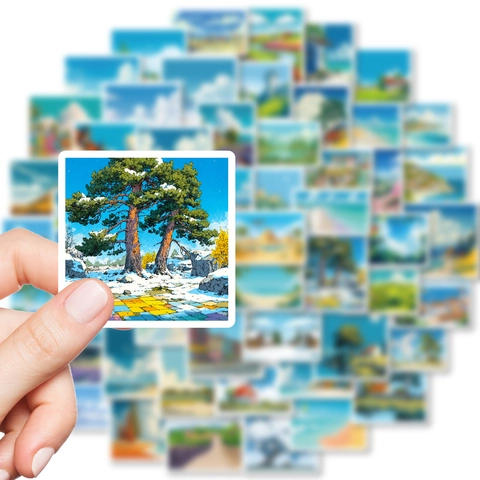 Japanischer Anime Stil Blauer Himmel Weiße Wolken Landschafts Aufkleber Wasserdichte PVC Graffiti Decals Für Scrapbook Journal DIY