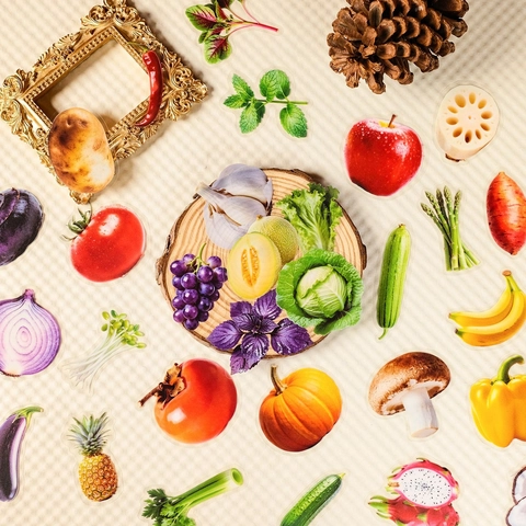 Realistic Fruit Vegetable PET Stickers Waterproof Decorative Decals For Kids Education Scrapbooking Planner School Reward