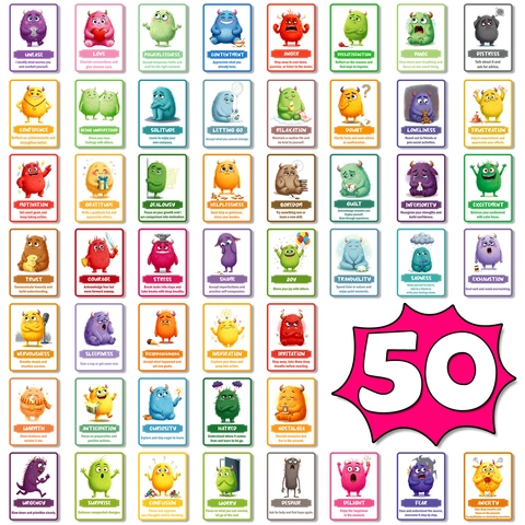 Carte Mostro delle Emozioni Flashcard per Apprendimento Socio-Emotivo per Bambini Educazione alla Salute Mentale Strumenti per Scuola e Consulenza