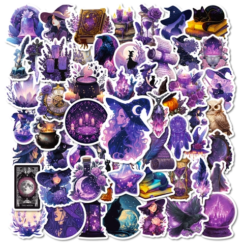Lila Hexe Magie Aufkleber Gothic Cartoon Graffiti Decals Für Scrapbook Laptop Wasserdicht PVC Tagebuch Dekoration