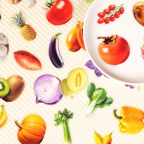 Realistic Fruit Vegetable PET Stickers Waterproof Decorative Decals For Kids Education Scrapbooking Planner School Reward