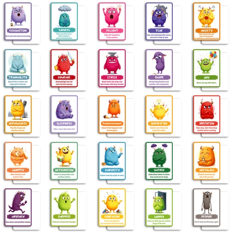 Carte Mostro delle Emozioni Flashcard per Apprendimento Socio-Emotivo per Bambini Educazione alla Salute Mentale Strumenti per Scuola e Consulenza