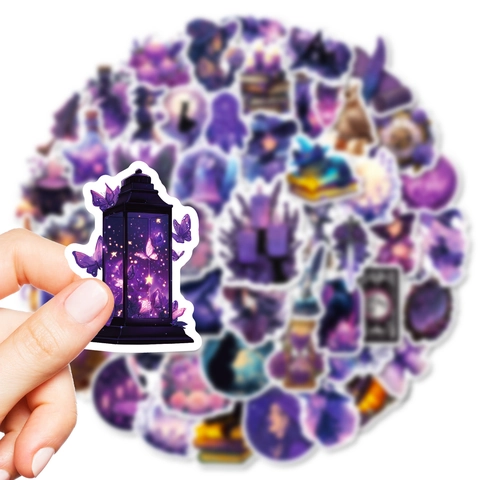 Lila Hexe Magie Aufkleber Gothic Cartoon Graffiti Decals Für Scrapbook Laptop Wasserdicht PVC Tagebuch Dekoration