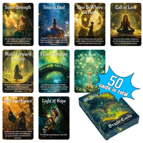 Cartas de Oráculo del Bosque Místico Con Arte de Fantasía y Citas Curativas Cartas de Juego para Meditación Fiesta Interacción Social
