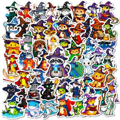 Lindas Pegatinas De Animales Magos Impermeable PVC Dibujos Animados Tema Magia Decoración Para Laptop Scrapbook Papelería Diario