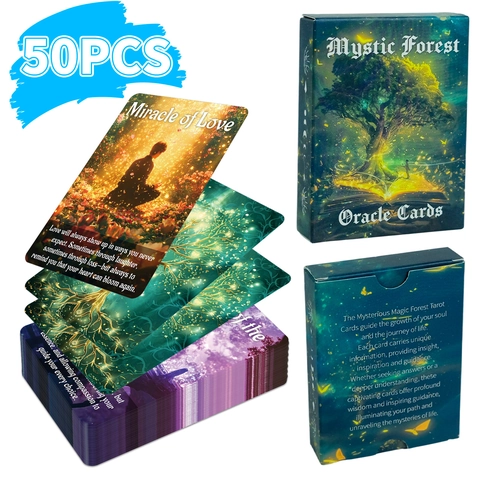 Cartas de Oráculo del Bosque Místico Con Arte de Fantasía y Citas Curativas Cartas de Juego para Meditación Fiesta Interacción Social