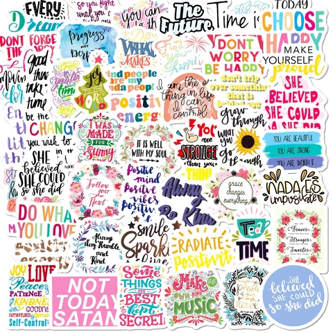 Pegatinas de PVC Impermeables con Frases Motivadoras en Inglés para Portátil Teléfono Casco Equipaje Scrapbooking Pegatinas Decorativas DIY