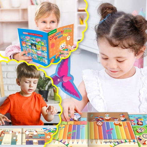 Concentration Training Sticker Book For Kids Kindergarten Life Educational Learning Toy Reusable Adhesive DIY Paper Art For Toddlers