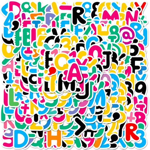 Bunte Alphabet Zahlen Symbole Aufkleber Wasserdichte Vinyl Doodle Buchstaben Aufkleber Für Laptop Wasserflasche DIY Scrapbook Deko