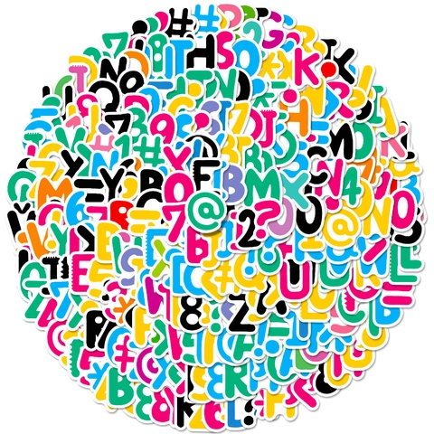 Bunte Alphabet Zahlen Symbole Aufkleber Wasserdichte Vinyl Doodle Buchstaben Aufkleber Für Laptop Wasserflasche DIY Scrapbook Deko
