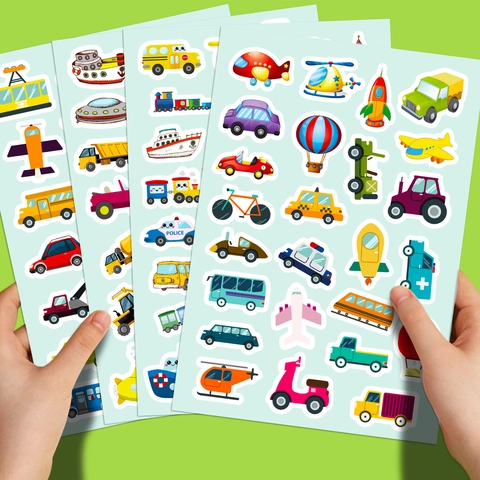 Transportfahrzeuge Cartoon Aufkleber Für Kinder DIY Wasserdichte Vinyl Dekorative Aufkleber Sammelalbum Autos Flugzeuge Rakete