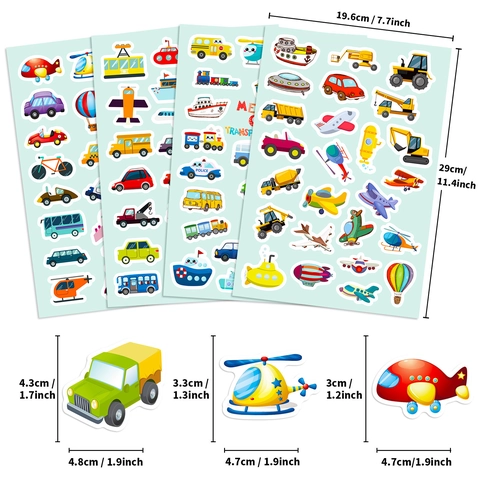 Transportfahrzeuge Cartoon Aufkleber Für Kinder DIY Wasserdichte Vinyl Dekorative Aufkleber Sammelalbum Autos Flugzeuge Rakete