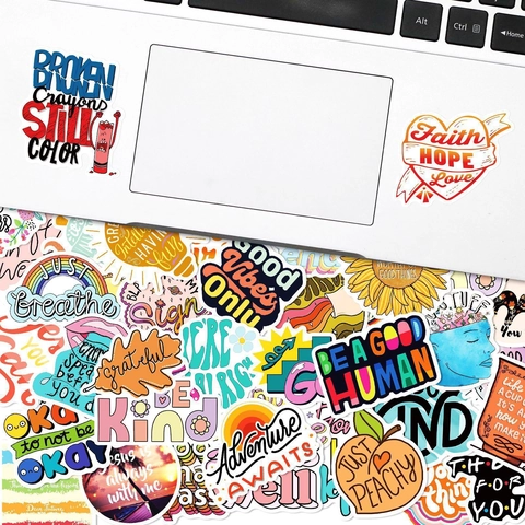Autocollants en Vinyle Imperméables Avec Citations Motivationnelles Positive Vibes Décalcomanies Pour Ordinateur Portable Gourde Scrapbook