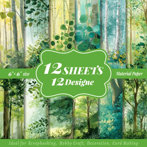 Forest Watercolor Scrapbook Paper Decorative Background Paper For DIY Card Making Journaling Scrapbooking Art Material