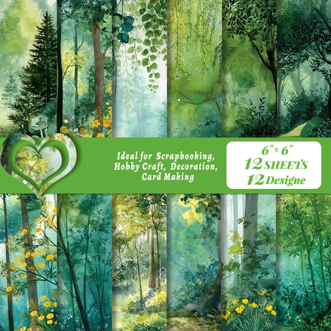 Natur Wald Aquarell Scrapbook Material Papier Grün Botanisch Hintergrund Papier Für DIY Basteln Journaling Kunst Papier
