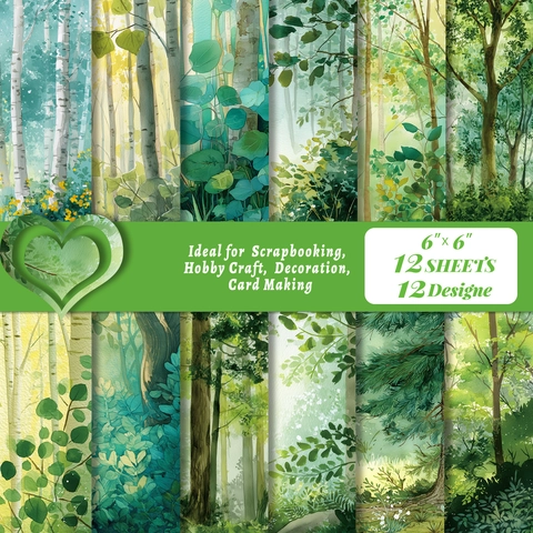 Forest Watercolor Scrapbook Paper Decorative Background Paper For DIY Card Making Journaling Scrapbooking Art Material