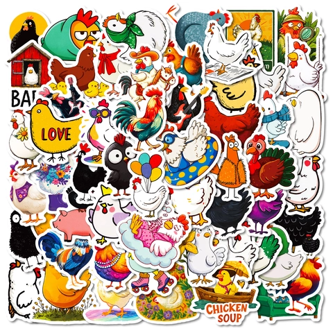 Funny Cartoon Chicken Stickers Waterproof PVC Decals For Suitcase Laptop Helmet Phone Case Decoration Cute Animal Stickers