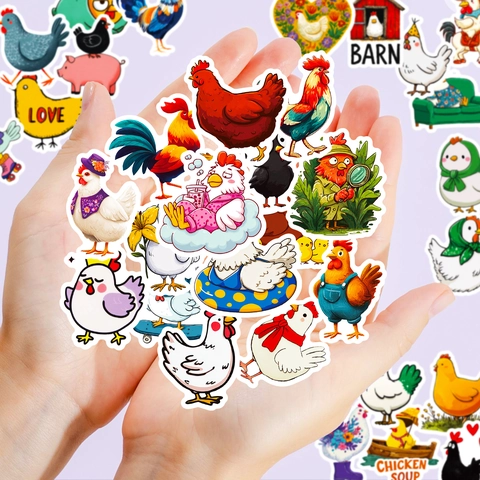 Funny Cartoon Chicken Stickers Waterproof PVC Decals For Suitcase Laptop Helmet Phone Case Decoration Cute Animal Stickers