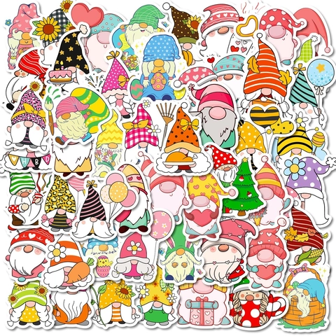 Christmas Gnomes Waterproof PVC Stickers For Laptop Skateboard Phone Case DIY Festive Decorative Cartoon Sticker Set